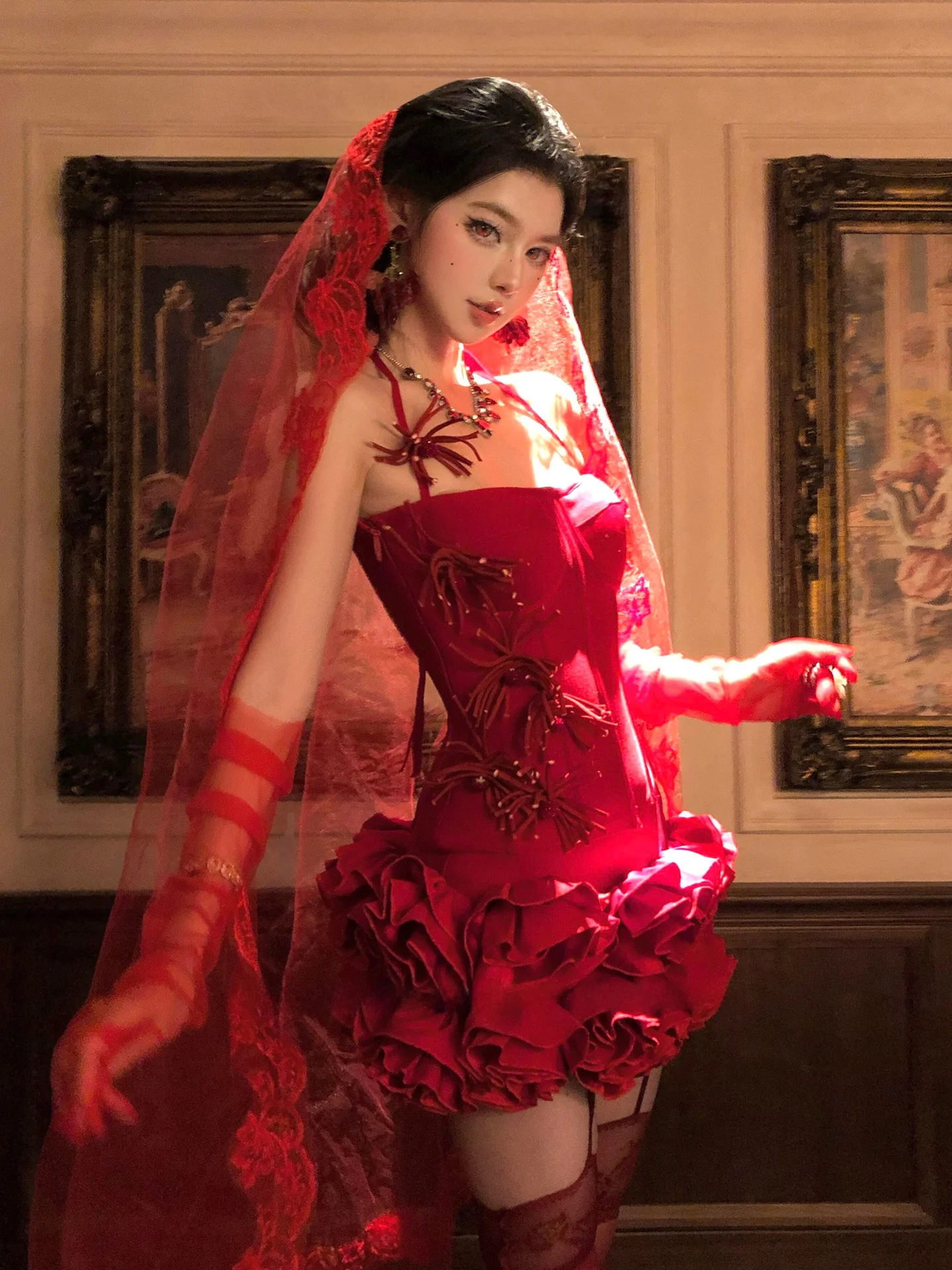 Red Two-Piece Set Women's Sexy Short Sleeveless High Waist Skirt And Top Birthday Party Fashionable Fishbone Strapless Gown
Red Two-Piece Set Women's Sexy Short Sleeveless High Waist Skirt And Top Birthday Party Fashionable Fishbone Strapless Gown