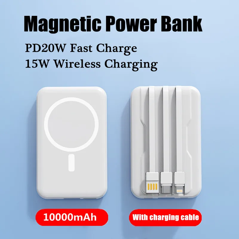 10000mAh Magnetic Power Bank with Charging Cable for iPhone Samsung Xiaomi External Battery Portable Charger
10000mAh Magnetic Power Bank with Charging Cable for iPhone Samsung Xiaomi External Battery Portable Charger