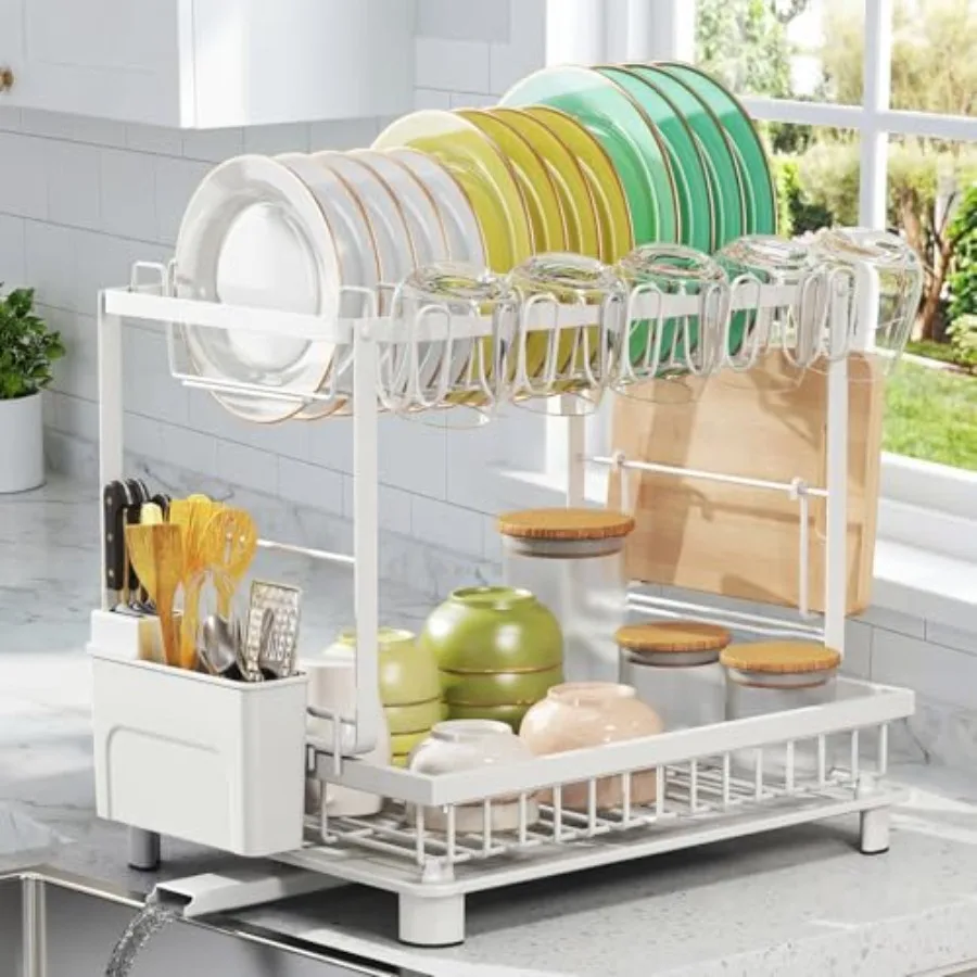 Multifunctional Dish Drying Rack - Rustproof 2-Tier Dish Racks with Drainboard Space-Saving Design Utensil and Cup Holder for K
Multifunctional Dish Drying Rack - Rustproof 2-Tier Dish Racks with Drainboard Space-Saving Design Utensil and Cup Holder for K