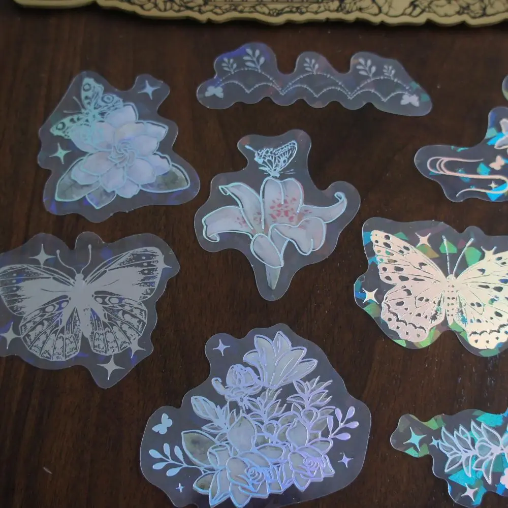 18pcs Laser Diamond Pattern Crystal Flower Butterfly Paper Flower Design PVC Sticker Scrapbooking DIY Gift Packing Decoration
18pcs Laser Diamond Pattern Crystal Flower Butterfly Paper Flower Design PVC Sticker Scrapbooking DIY Gift Packing Decoration
