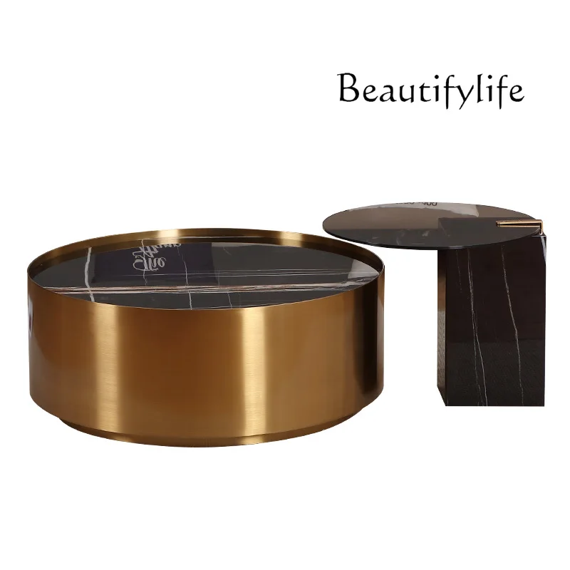 Light luxury coffee table minimalist modern marble Nordic living room creative corner few stainless steel round tea table
Light luxury coffee table minimalist modern marble Nordic living room creative corner few stainless steel round tea table