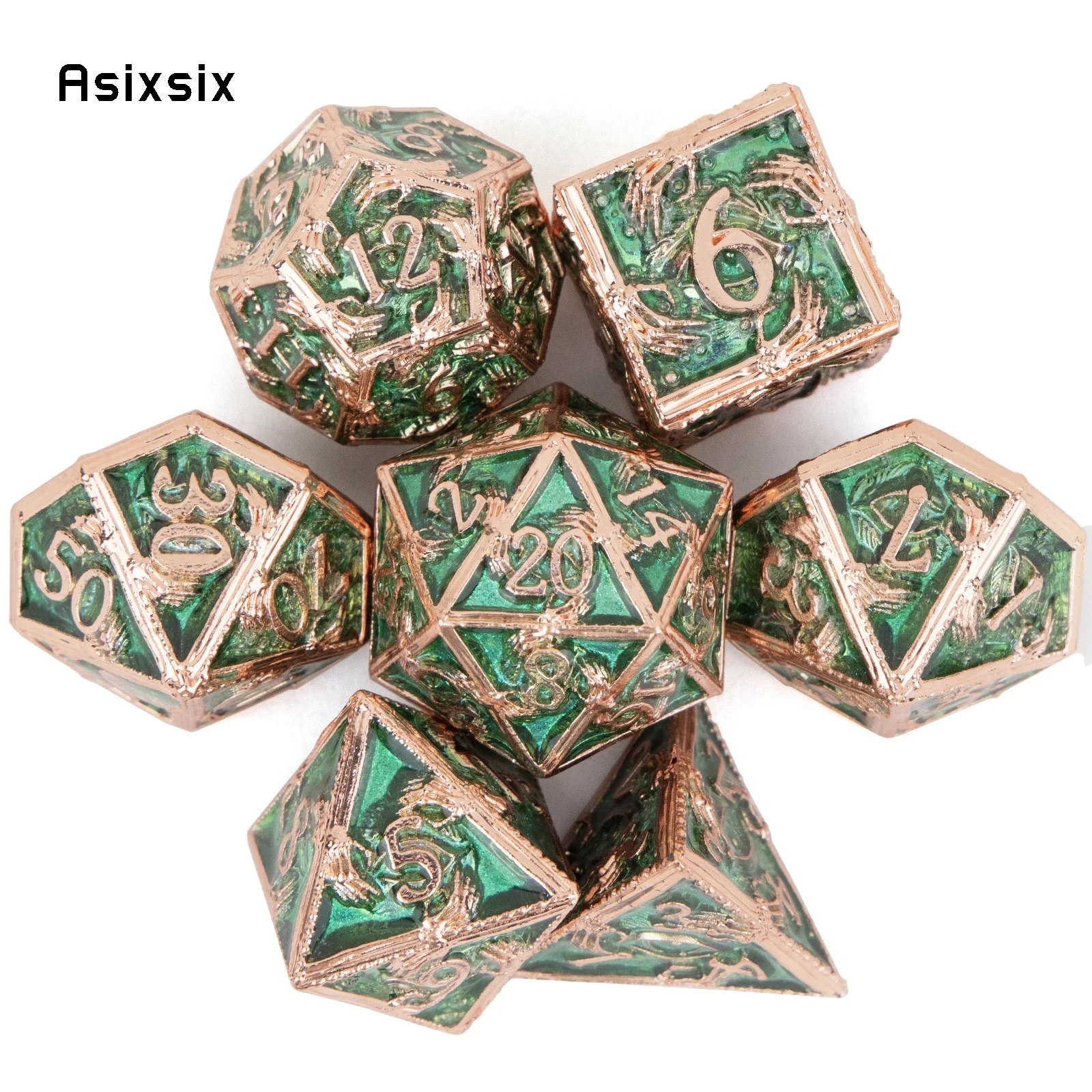 7 Pcs Golden Green Hand Metal DicePerfect For Rpgs, Board Games, And Card Games.Dice For Games, Dnd Dice Set
7 Pcs Golden Green Hand Metal DicePerfect For Rpgs, Board Games, And Card Games.Dice For Games, Dnd Dice Set