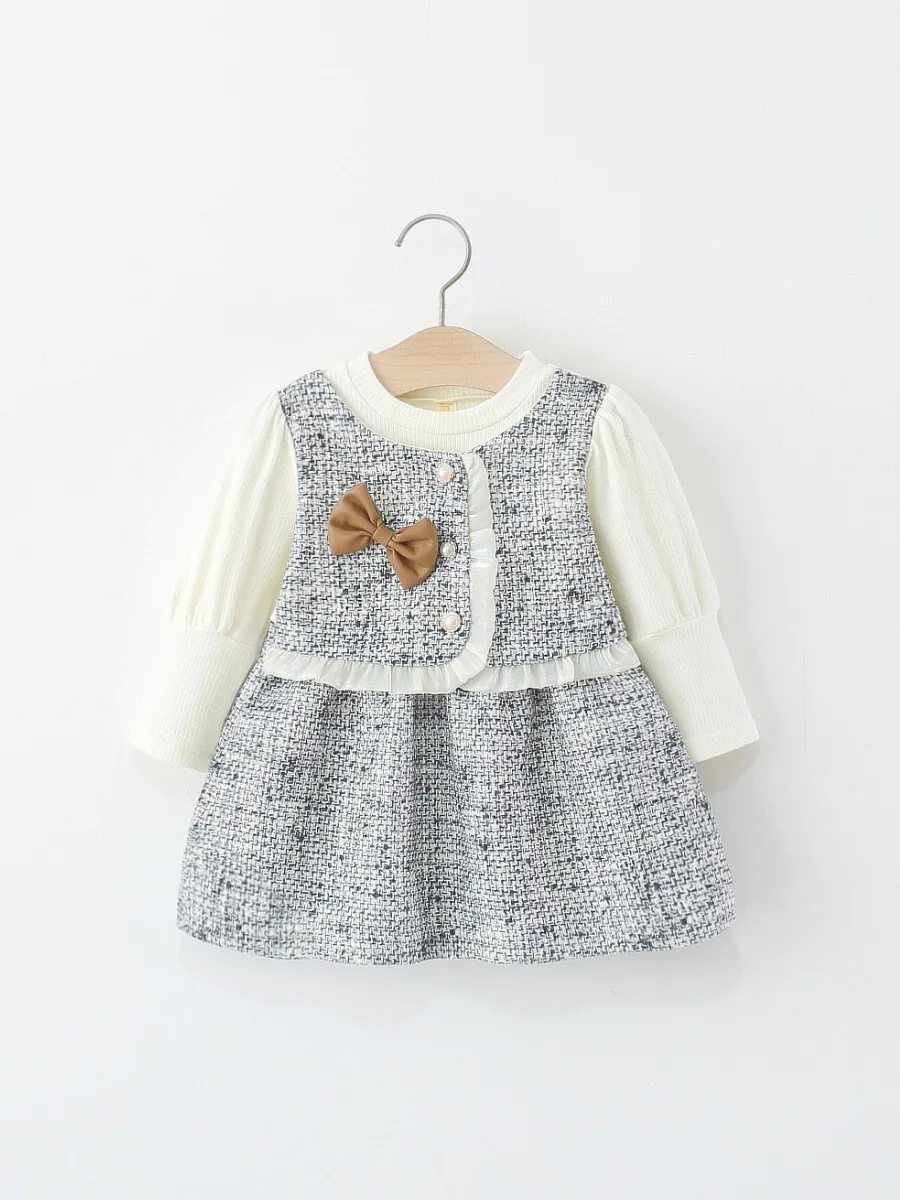 Girls' dress spring and autumn long-sleeved with bow small floral print faux two-pieceprincess dress for baby girls.
Girls' dress spring and autumn long-sleeved with bow small floral print faux two-pieceprincess dress for baby girls.