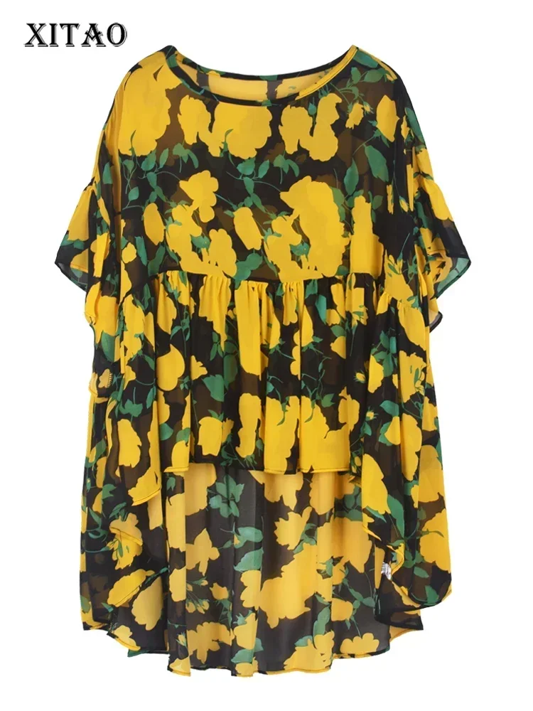 XITAO Loose Irregular Print Shirt Fashion Folds Patchwork Temperament Trend Women Summer Simplicity O-neck Casual Top GJ0024
XITAO Loose Irregular Print Shirt Fashion Folds Patchwork Temperament Trend Women Summer Simplicity O-neck Casual Top GJ0024