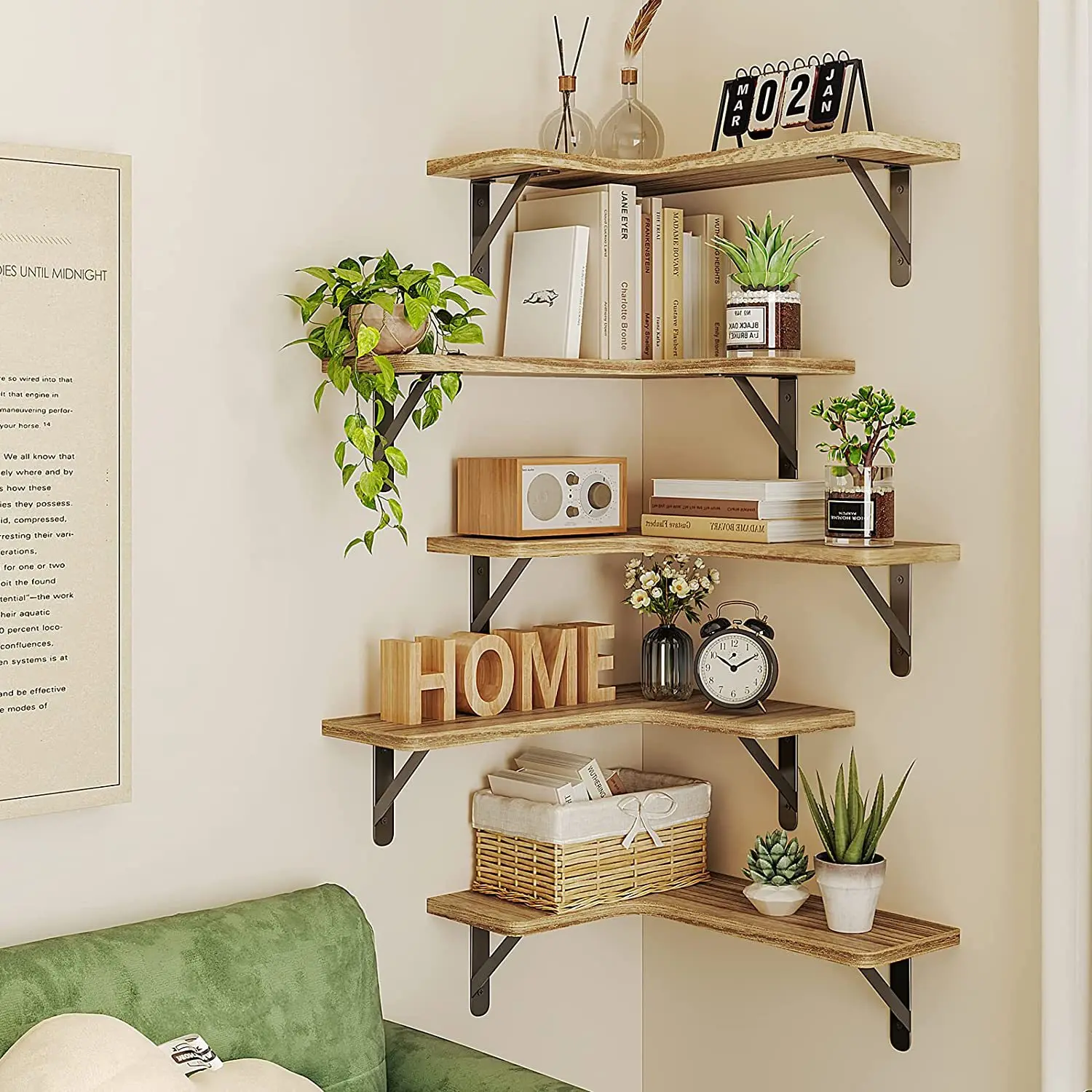 5-Tier Modern Wall-Mounted Wooden Floating Shelves Multifunctional Storage Organizer for Bathroom Kitchen & Living Room
5-Tier Modern Wall-Mounted Wooden Floating Shelves Multifunctional Storage Organizer for Bathroom Kitchen & Living Room