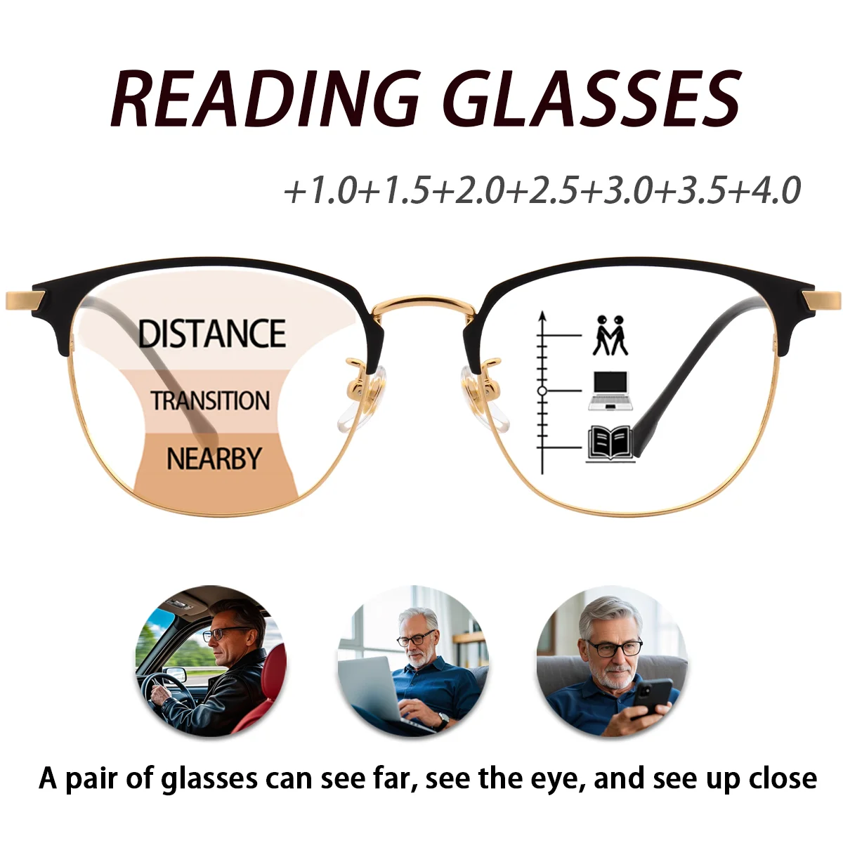 FYtoo anti blue light progressive reading glasses, lightweight titanium alloy for men and women, reading glasses3389HJ
FYtoo anti blue light progressive reading glasses, lightweight titanium alloy for men and women, reading glasses3389HJ
