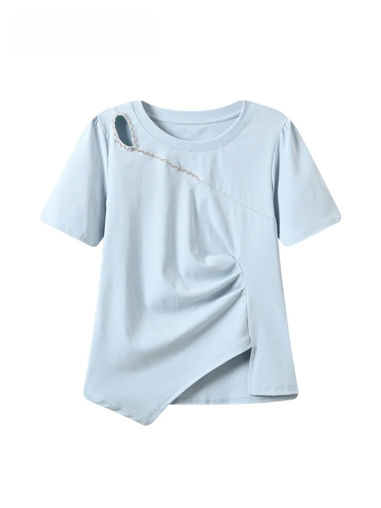 Loose Short Sleeve T-Shirt Women's plus Size Summer New Fashion Asymmetrical Versatile Casual Cotton Blend Trendy Top
Loose Short Sleeve T-Shirt Women's plus Size Summer New Fashion Asymmetrical Versatile Casual Cotton Blend Trendy Top