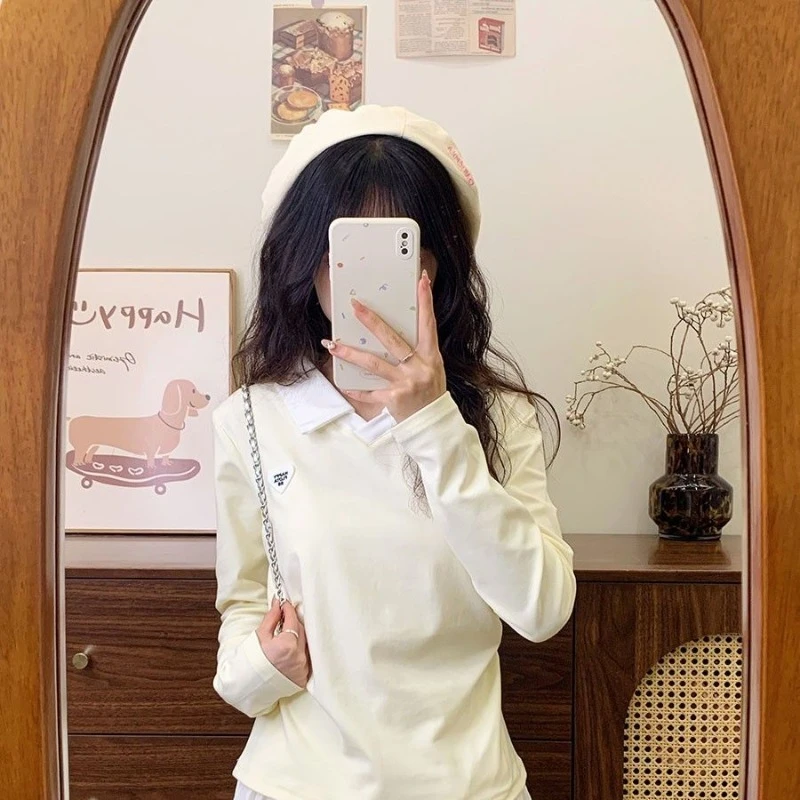 Korean Style Polo Collar Long Sleeve Turtleneck Sweater for Women Embroidered Letter Print Outerwear Layering Slim Fit Waist
Korean Style Polo Collar Long Sleeve Turtleneck Sweater for Women Embroidered Letter Print Outerwear Layering Slim Fit Waist