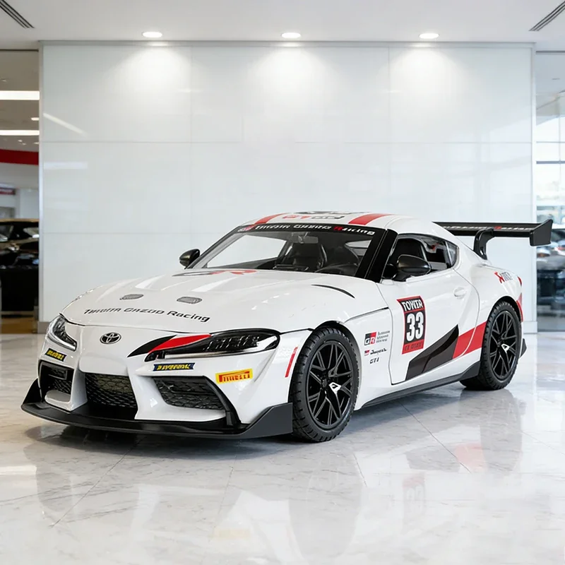 Высокодетализированная модель автомобиля Toyota Supra GT4 в масштабе 1:32 из литого металла со звуком и светом, откатным механизмом, для коллекции, декора и детских игр
Высокодетализированная модель автомобиля Toyota Supra GT4 в масштабе 1:32 из литого металла со звуком и светом, откатным механизмом, для коллекции, декора и детских игр