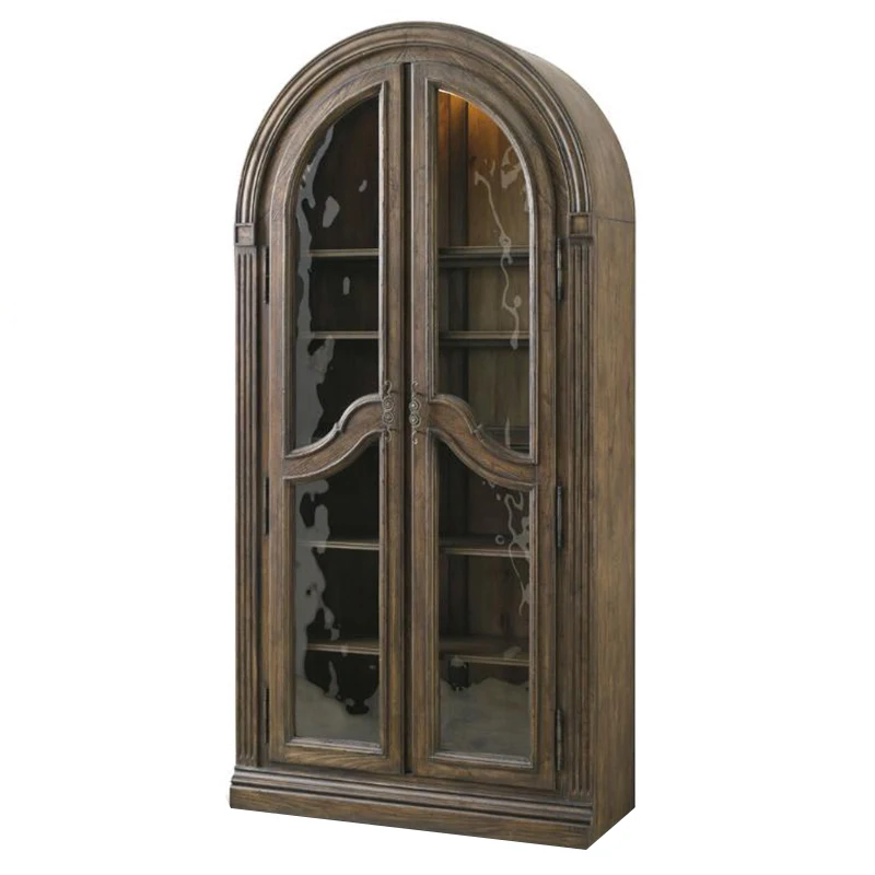 High-end custom solid wood old semi-circular arched oak retro country wine cabinet dining side bookcase
High-end custom solid wood old semi-circular arched oak retro country wine cabinet dining side bookcase