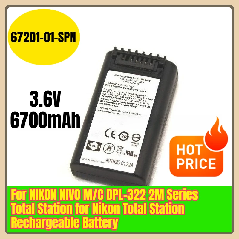 3.6V 6700mAh Rechargeable Battery for NIKON NIVO M/C DPL-322 2M Series Total Station for Nikon Total Station 67201-01-SPN
3.6V 6700mAh Rechargeable Battery for NIKON NIVO M/C DPL-322 2M Series Total Station for Nikon Total Station 67201-01-SPN