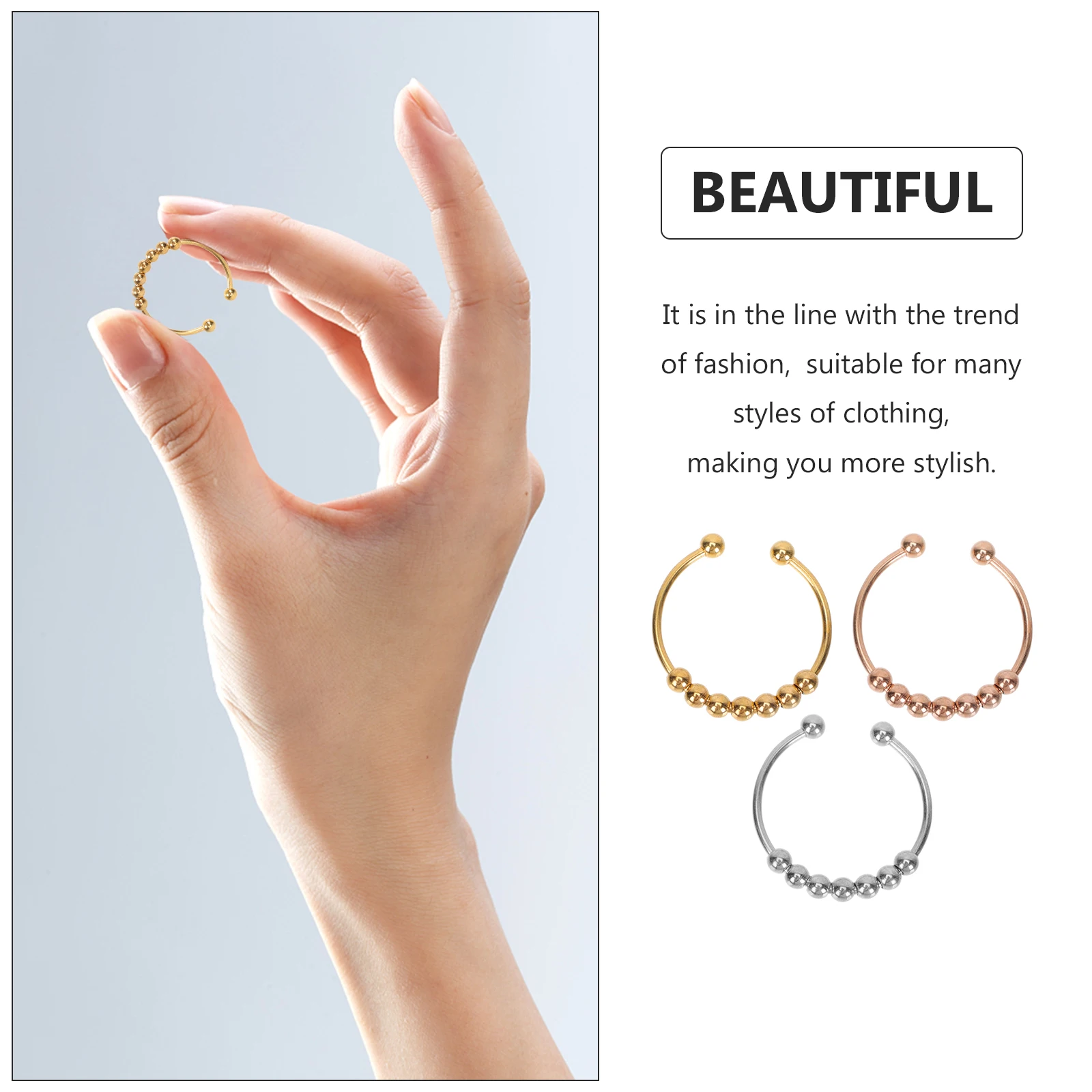 3pcs Stress Relief Rings Women Bead Decor Spiral Ring Pressure Adjusting Stainless Steel Adjustable Jewelry Christmas
3pcs Stress Relief Rings Women Bead Decor Spiral Ring Pressure Adjusting Stainless Steel Adjustable Jewelry Christmas
