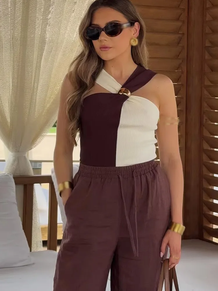 HH Women's Summer Sexy Slim Short Tops Hang-Neck Collar Backless Female Fashion Chic Sleeveless Knitted Tops 2 Color Trendy
HH Women's Summer Sexy Slim Short Tops Hang-Neck Collar Backless Female Fashion Chic Sleeveless Knitted Tops 2 Color Trendy