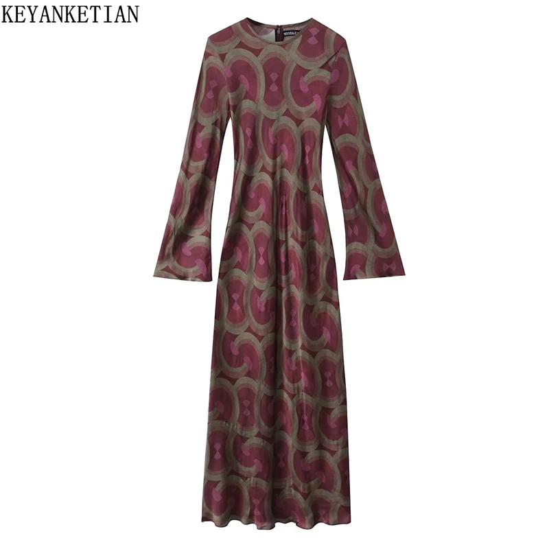 KEYANKETIAN 2025 Spring New Retro style Geometric Print MIDI Dress Women's O-Neck Flare sleeve Slim A Line Ankle-Length Dresses
KEYANKETIAN 2025 Spring New Retro style Geometric Print MIDI Dress Women's O-Neck Flare sleeve Slim A Line Ankle-Length Dresses