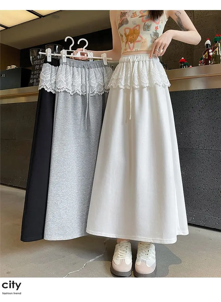 Wedbleser Lace Patchwork Skirt Women Spring Summer 2025 Drawstring Fake 2 Piece Versatile Elastic Waist Slimming A-line Skirts 
Wedbleser Lace Patchwork Skirt Women Spring Summer 2025 Drawstring Fake 2 Piece Versatile Elastic Waist Slimming A-line Skirts