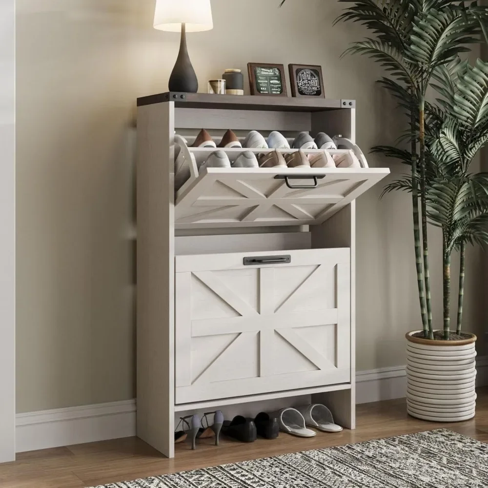 Shoe Storage Cabinet ,Farmhouse Slim Shoe Cabinet with 2 Flip Drawers,Narrow Shoe Rack Cabinet for Entrance Hidden Shoes
Shoe Storage Cabinet ,Farmhouse Slim Shoe Cabinet with 2 Flip Drawers,Narrow Shoe Rack Cabinet for Entrance Hidden Shoes