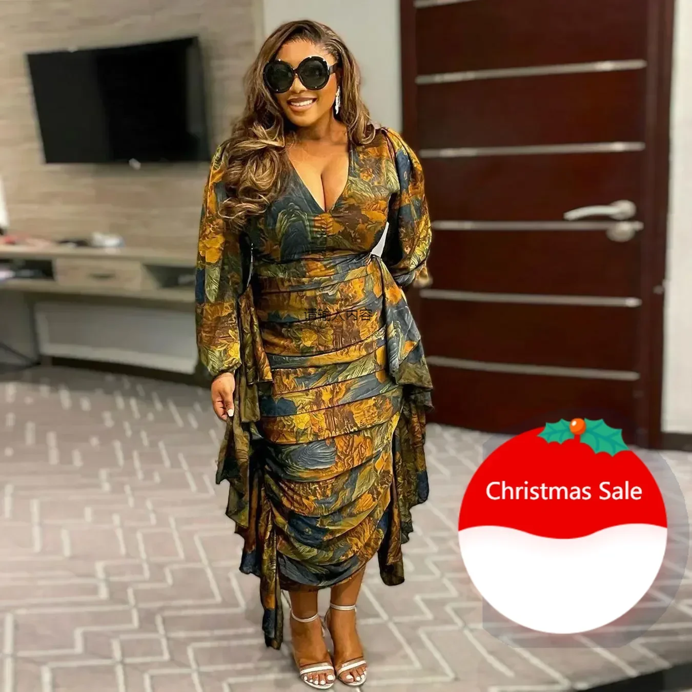 Customized Elegant and Beautiful Womens Dresses Long Sleeved Ruffle Drape Dress V Neck Sexy Curvy Dresses Plus Size Wholesale Dr
Customized Elegant and Beautiful Womens Dresses Long Sleeved Ruffle Drape Dress V Neck Sexy Curvy Dresses Plus Size Wholesale Dr