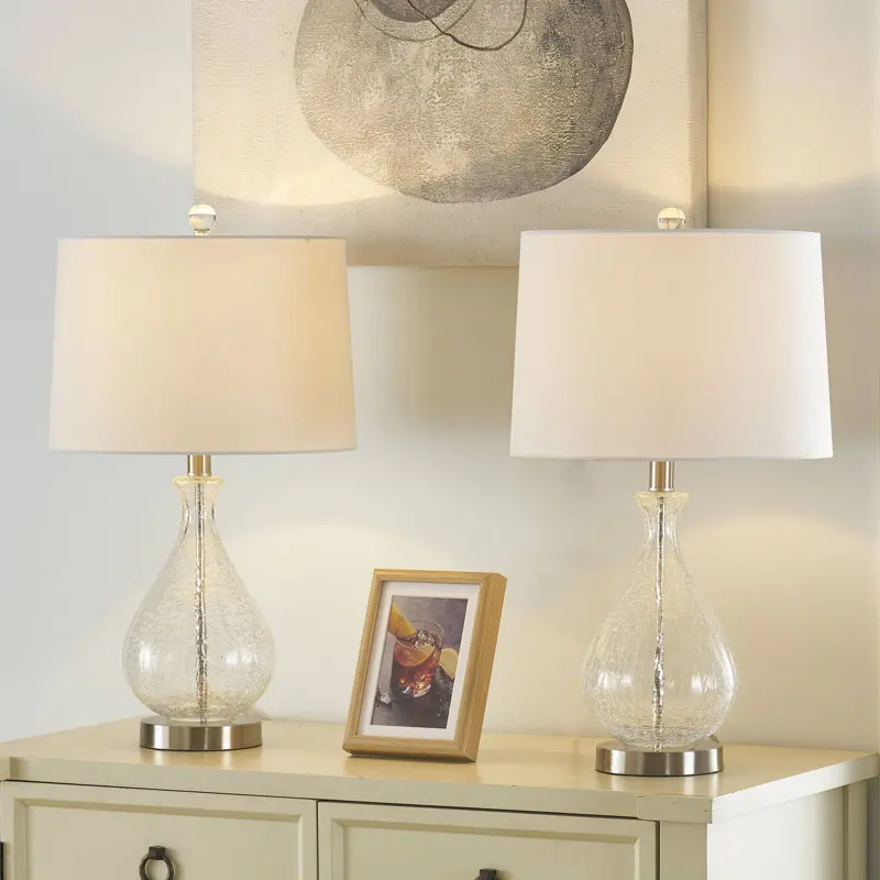 Modern Minimalist Design Clear Glass Bedroom White Fabric Decorative Lamp
Modern Minimalist Design Clear Glass Bedroom White Fabric Decorative Lamp