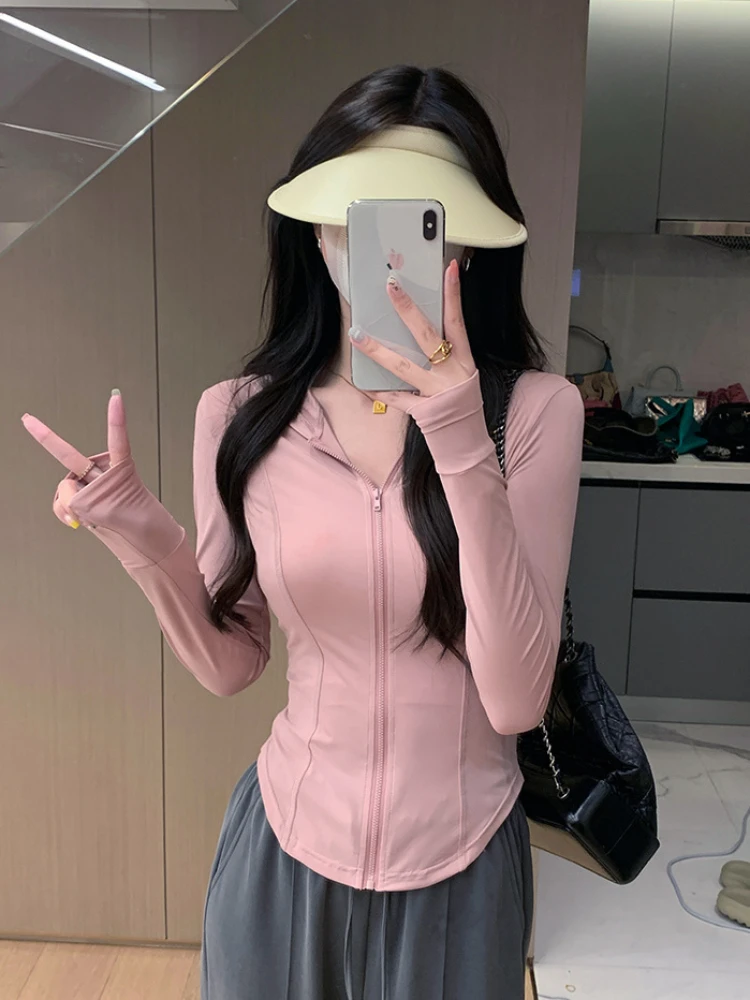 Deeptown Vintage Zip Up Hooded T Shirts Women Y2K Harajuku Sexy Slim Sun-proof Crop Tops Streetwear Casual Basic Tees Tracksuit
Deeptown Vintage Zip Up Hooded T Shirts Women Y2K Harajuku Sexy Slim Sun-proof Crop Tops Streetwear Casual Basic Tees Tracksuit