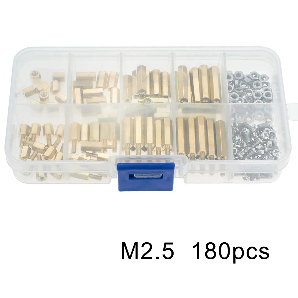 180PCS M2.5 Brass Standoffs And Screw Kits Male Female Hex Copper Post Set Spacer Standoff Screw Nut Assortment Kit
180PCS M2.5 Brass Standoffs And Screw Kits Male Female Hex Copper Post Set Spacer Standoff Screw Nut Assortment Kit