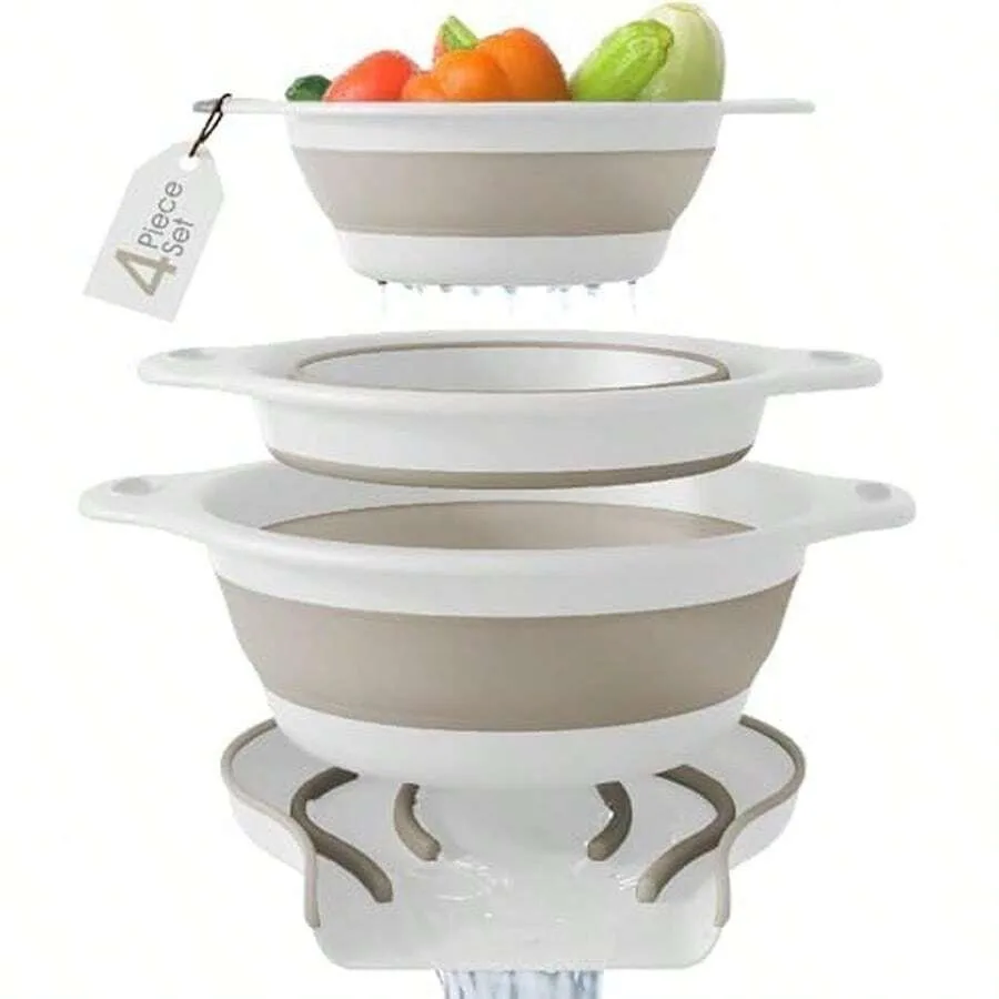 【New style】Gevoli Collapsible Colanders 3 Pack Set Food Strainers With Over-Sink Water Draining Base For Pasta Fruits And Veget
【New style】Gevoli Collapsible Colanders 3 Pack Set Food Strainers With Over-Sink Water Draining Base For Pasta Fruits And Veget