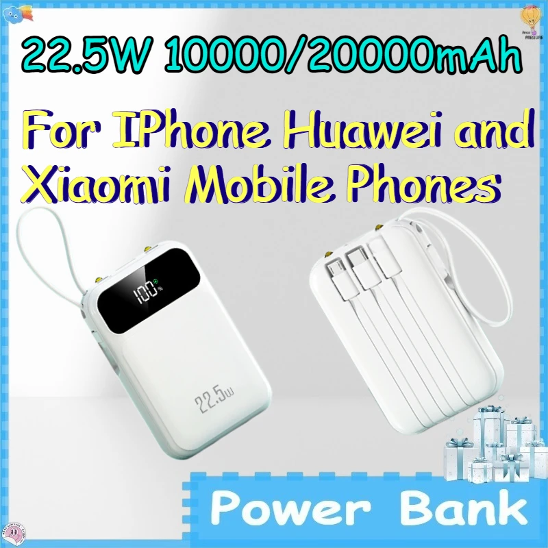 22.5W 10000/20000mAh Power Bank for IPhone Huawei and Xiaomi Mobile Phones PowerBank with Built in Fast Charging Cable
22.5W 10000/20000mAh Power Bank for IPhone Huawei and Xiaomi Mobile Phones PowerBank with Built in Fast Charging Cable