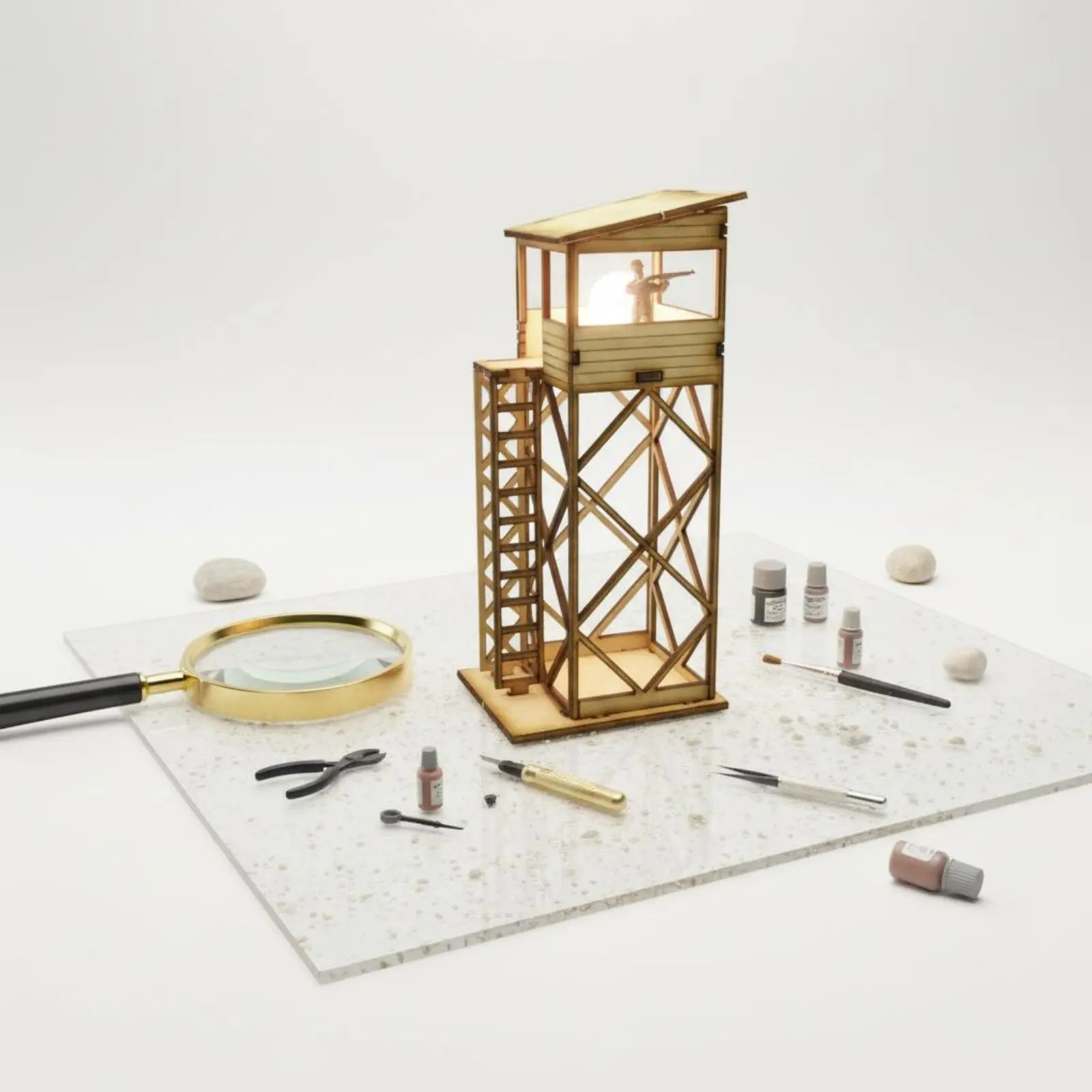 1:72 Scale Lookout Post Model Highly Detailed DIY Lookout Outpost Scene Setting Kit Unpainted for Customization