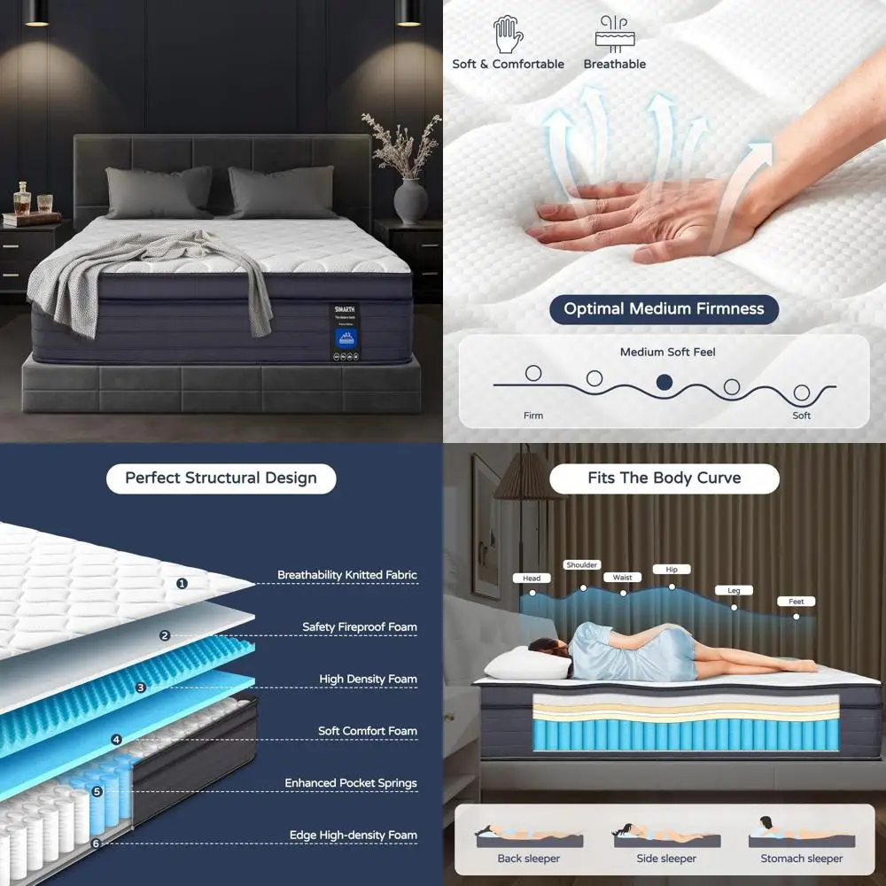 10-Inch Twin Size Kids Memory Foam Hybrid Mattress with Motion Isolation, Pressure Relief, and Strong Edge Support
10-Inch Twin Size Kids Memory Foam Hybrid Mattress with Motion Isolation, Pressure Relief, and Strong Edge Support