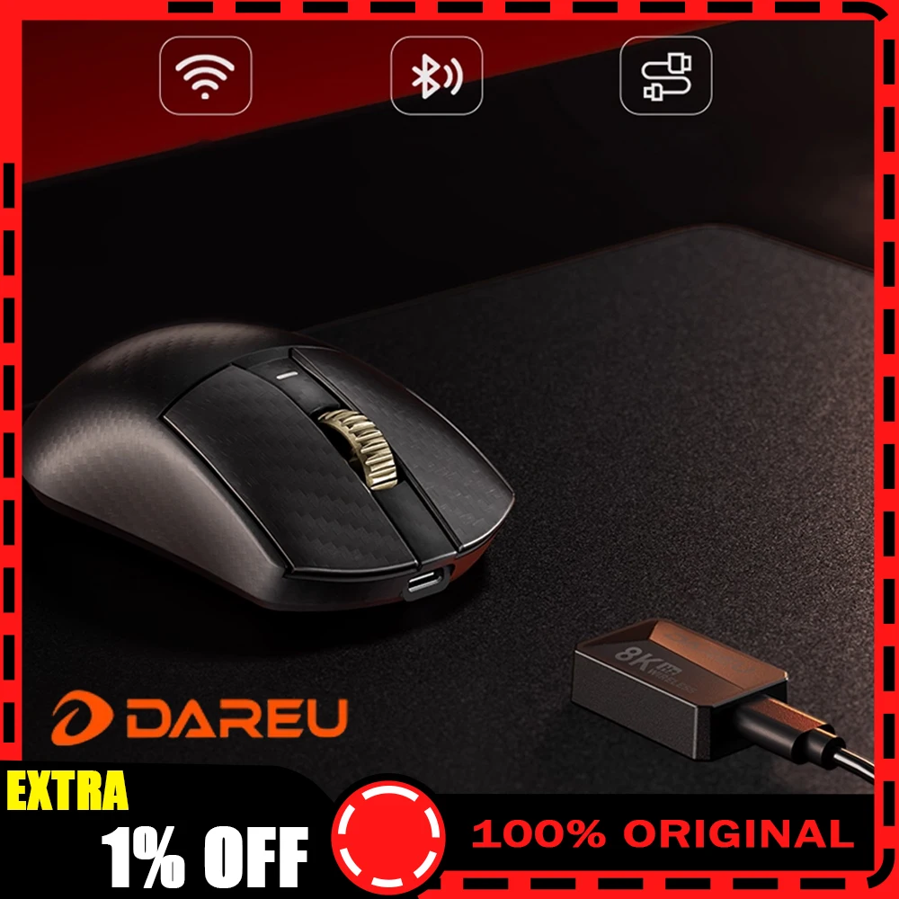Беспроводная мышь Dareu A950Ultra, трехрежимная мышь, 8000 Гц, частота запуска, легкие игровые мыши из углеродного волокна, аксессуары для ПК для геймеров 
Беспроводная мышь Dareu A950Ultra, трехрежимная мышь, 8000 Гц, частота запуска, легкие игровые мыши из углеродного волокна, аксессуары для ПК для геймеров