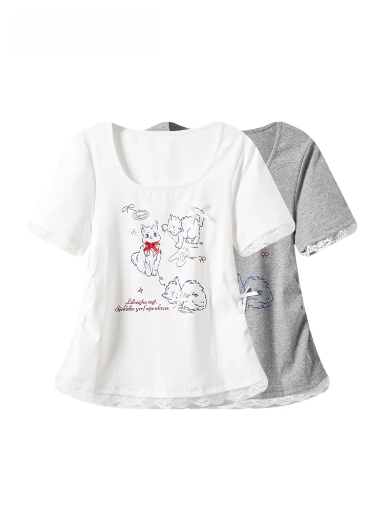 plus Size Short Sleeve T-Shirt Women's Summer New Style Fashion Lace Splicing Anti-Aging Top Large Size Inner Wear round Neck
plus Size Short Sleeve T-Shirt Women's Summer New Style Fashion Lace Splicing Anti-Aging Top Large Size Inner Wear round Neck