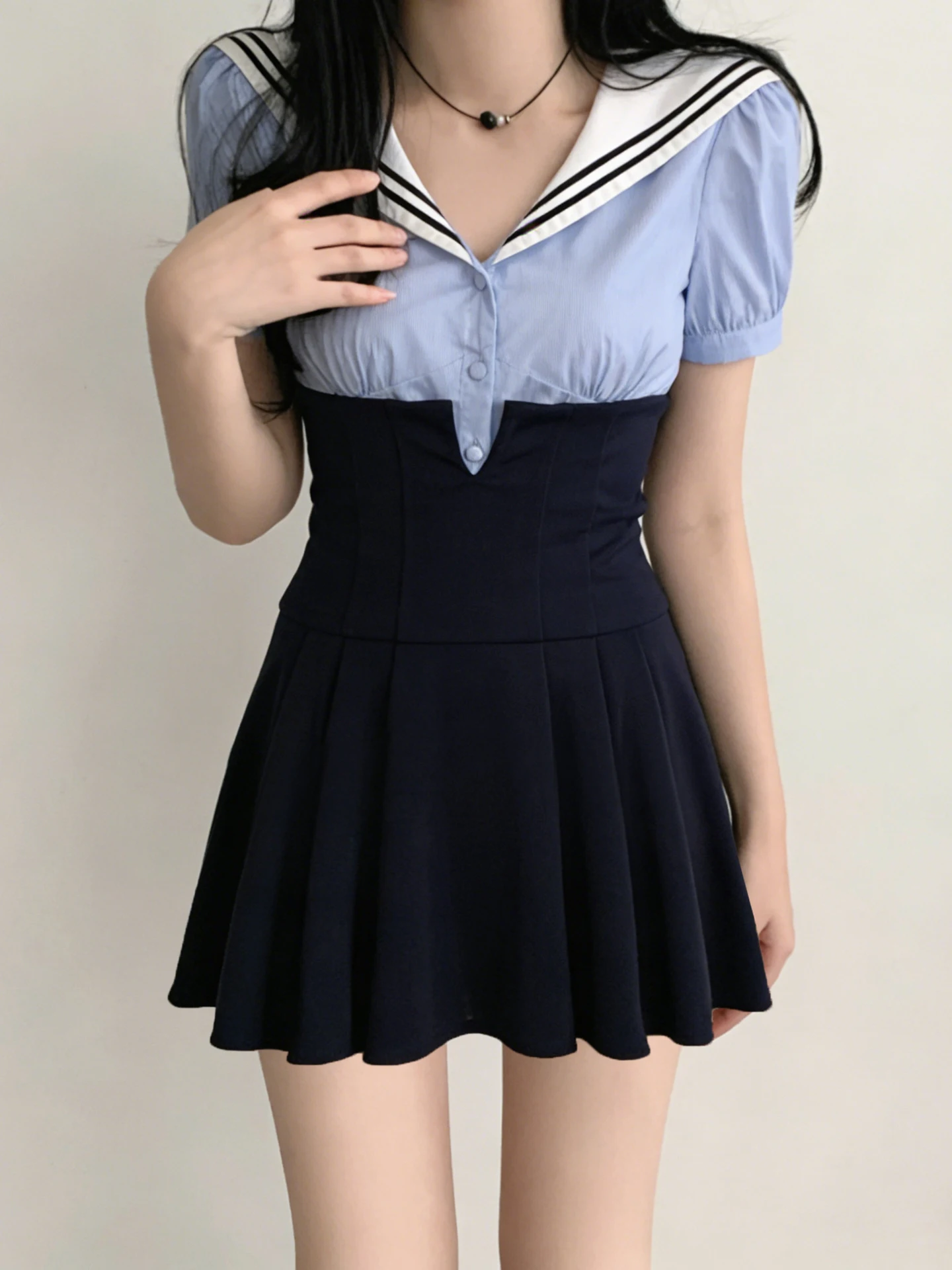 WEEKEEP Navy Collar Bubble Sleeve Shirt High Waist Pleated Skirt Set Single Button Pure Color Versatile College Style Spring ...
WEEKEEP Navy Collar Bubble Sleeve Shirt High Waist Pleated Skirt Set Single Button Pure Color Versatile College Style Spring ...