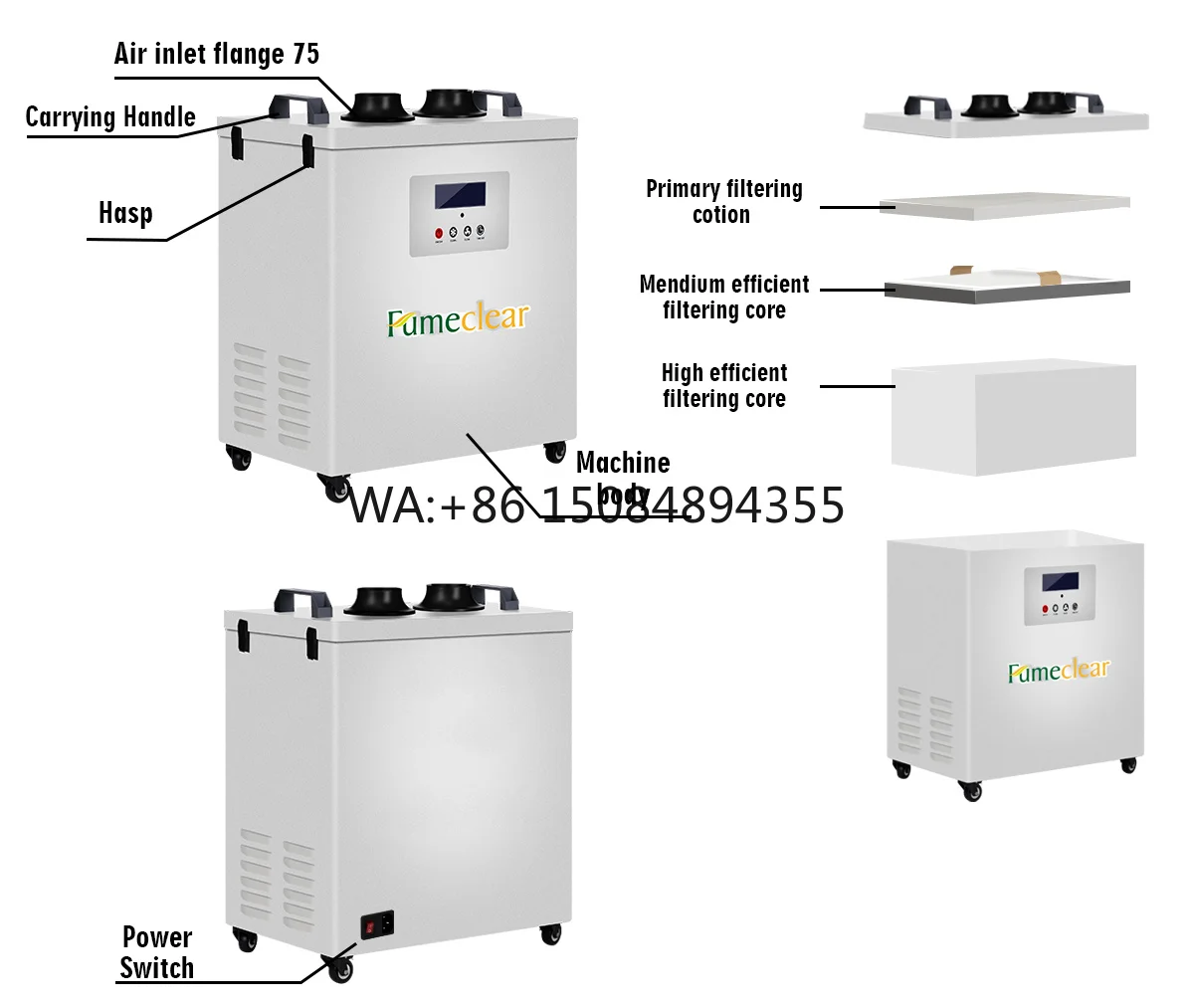 CE Approved Portable Extractor for Welding Industry 300W HEPA Filter for Laser Marker Engraver Cutter
CE Approved Portable Extractor for Welding Industry 300W HEPA Filter for Laser Marker Engraver Cutter