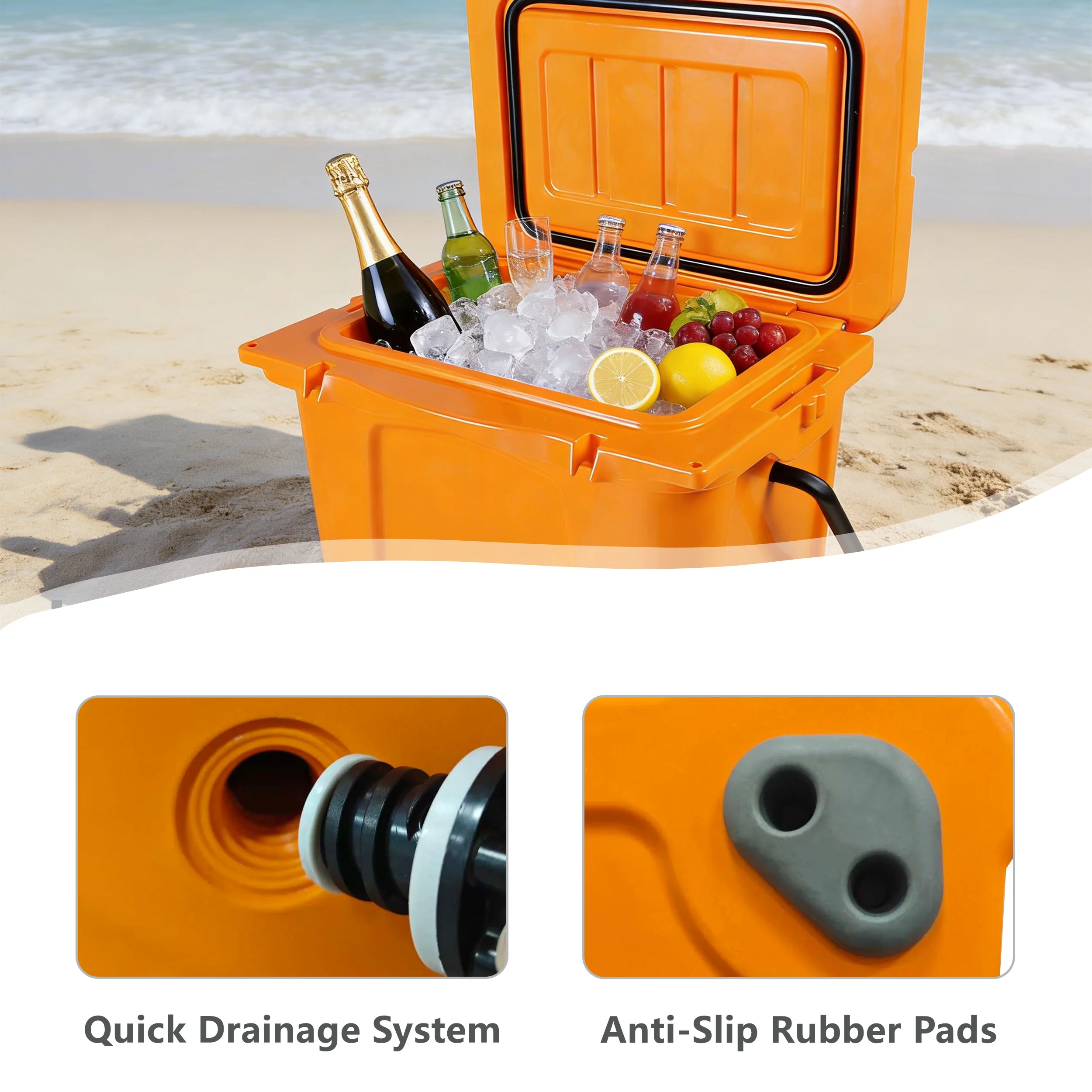25QT Portable Cooler, Insulated Hard Cooler with Bottle Opener, Cup Holder, Forming Ruler, 5-7 Day Ice Retention, Travel, Beach, Camping, Fishing
25QT Portable Cooler, Insulated Hard Cooler with Bottle Opener, Cup Holder, Forming Ruler, 5-7 Day Ice Retention, Travel, Beach, Camping, Fishing