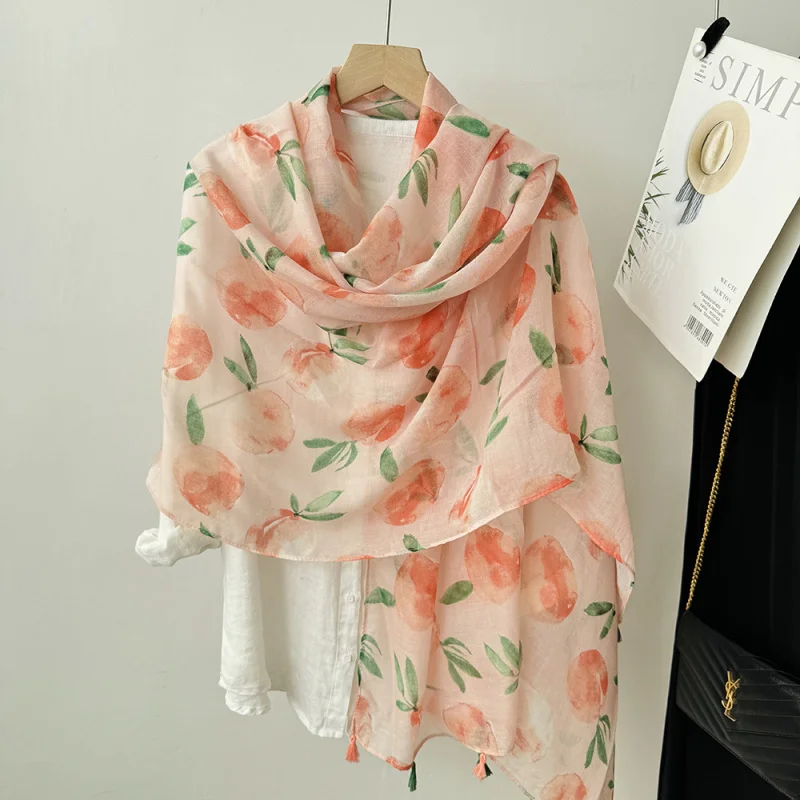 Sweet and gradient peach tassel scarf women, new spring and autumn cotton versatile travel beach scarf,
Sweet and gradient peach tassel scarf women, new spring and autumn cotton versatile travel beach scarf,