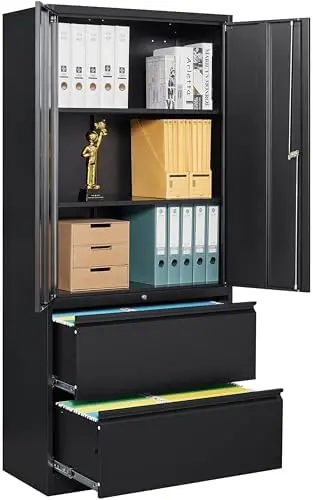 2 Drawer Lateral File Cabinet with Lock and Shelf,71" Black Filing Storage Cabinet with Doors,Locking Metal Storage
2 Drawer Lateral File Cabinet with Lock and Shelf,71" Black Filing Storage Cabinet with Doors,Locking Metal Storage