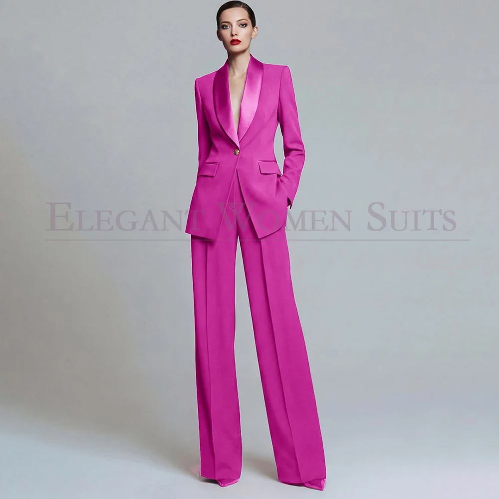 Women's Suits 2 Piece Jacket Pants Sets High Quality One-Button Satin Shawl Lapel Blazer Customized Female Clothing
Women's Suits 2 Piece Jacket Pants Sets High Quality One-Button Satin Shawl Lapel Blazer Customized Female Clothing