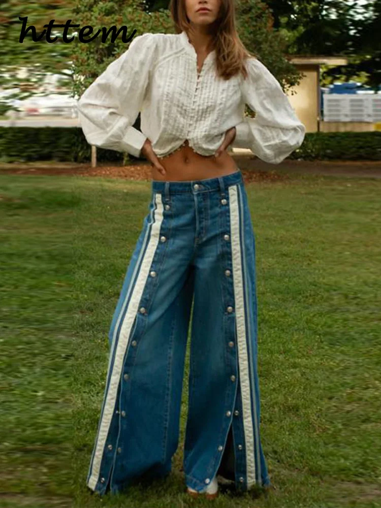 Street Women's Stripe Patchwork Jeans Fashion High Waist Wide Leg Button Trousers 2025 Spring Lady Vintage Y2k Baggy Pants New
Street Women's Stripe Patchwork Jeans Fashion High Waist Wide Leg Button Trousers 2025 Spring Lady Vintage Y2k Baggy Pants New