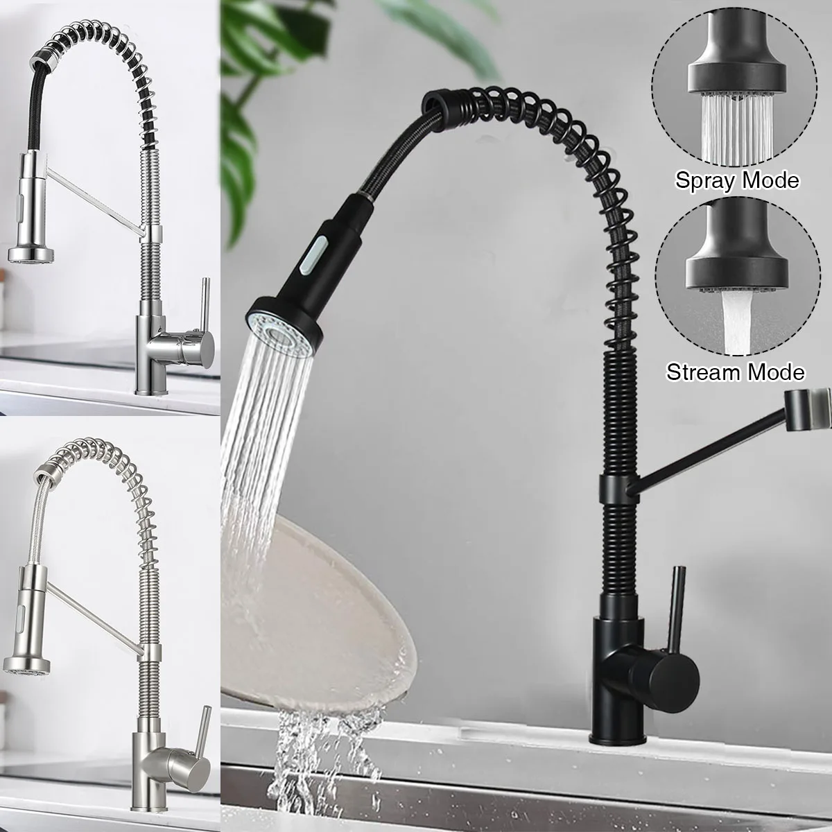 Matte Black Flexible Kitchen Faucet Deck Mounted Pull Out Mixer Tap 360 Degree Rotation Stream Sprayer Nozzle Pop And Cold Water
Matte Black Flexible Kitchen Faucet Deck Mounted Pull Out Mixer Tap 360 Degree Rotation Stream Sprayer Nozzle Pop And Cold Water