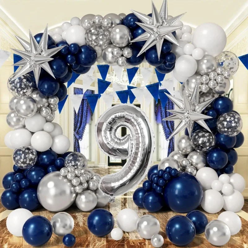 Navy Blue Silver White Balloon Arch Kit with Star Balloons Birthday Anniversary Thick Durable Latex Foil Perfect Photo Backdrop 
Navy Blue Silver White Balloon Arch Kit with Star Balloons Birthday Anniversary Thick Durable Latex Foil Perfect Photo Backdrop