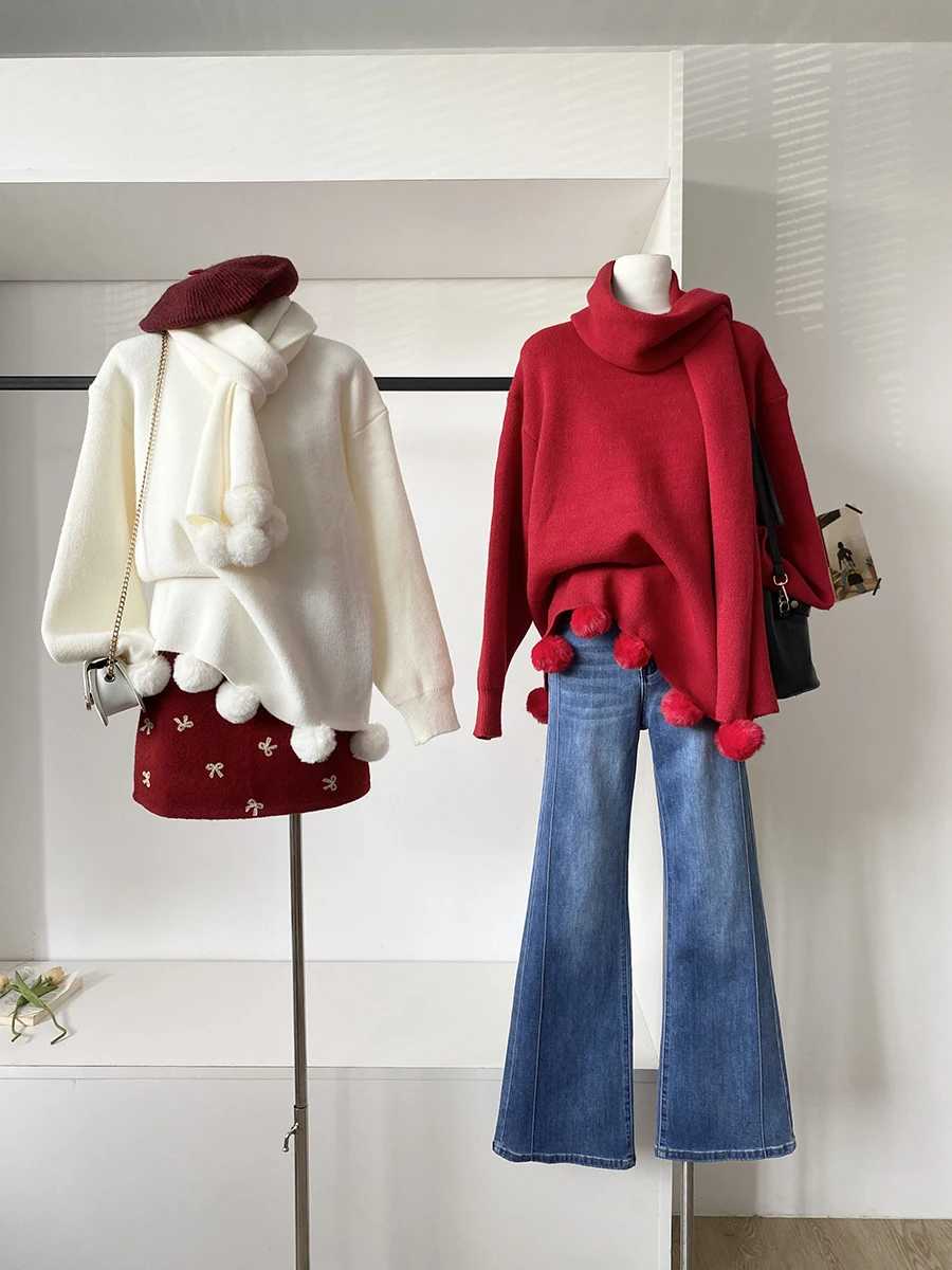 Christmas Atmosphere Red Loose Knitted Sweater Women's Winter New Style Mermaid Long Sweater with Scarf Commute Style Polyest...
Christmas Atmosphere Red Loose Knitted Sweater Women's Winter New Style Mermaid Long Sweater with Scarf Commute Style Polyest...