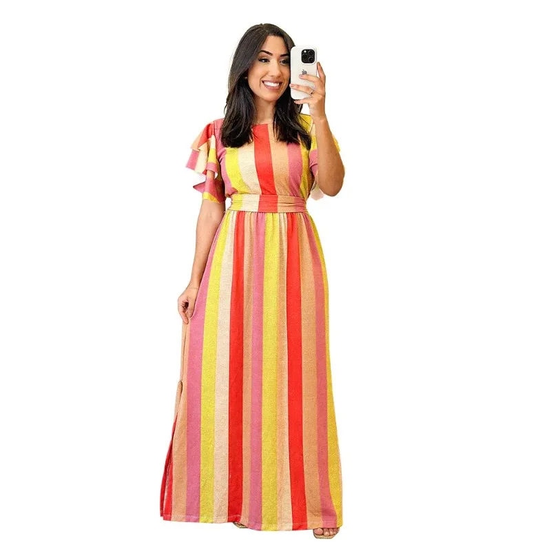 2026 Spring Summer New Women's Tie-front Slim-fitting Striped Retro Long Dress Casual Streetwear Boho Beach
2026 Spring Summer New Women's Tie-front Slim-fitting Striped Retro Long Dress Casual Streetwear Boho Beach