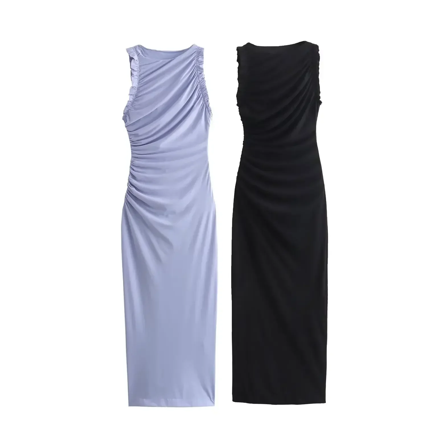 Women's New Chic Fashion Ruffle Edge Decoration Slim Fit Pleated Midi Dress Vintage Sleeveless Side Zipper Women's Dress Mujer
Women's New Chic Fashion Ruffle Edge Decoration Slim Fit Pleated Midi Dress Vintage Sleeveless Side Zipper Women's Dress Mujer