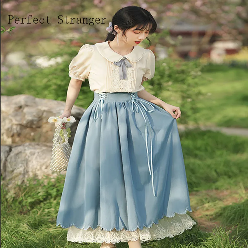 High Quality 2022 Summer New Arrival Vintage Collage Style Two Pieces Peter Pan Collar Blouse +Lace Long Skirt Women Suits
High Quality 2022 Summer New Arrival Vintage Collage Style Two Pieces Peter Pan Collar Blouse +Lace Long Skirt Women Suits