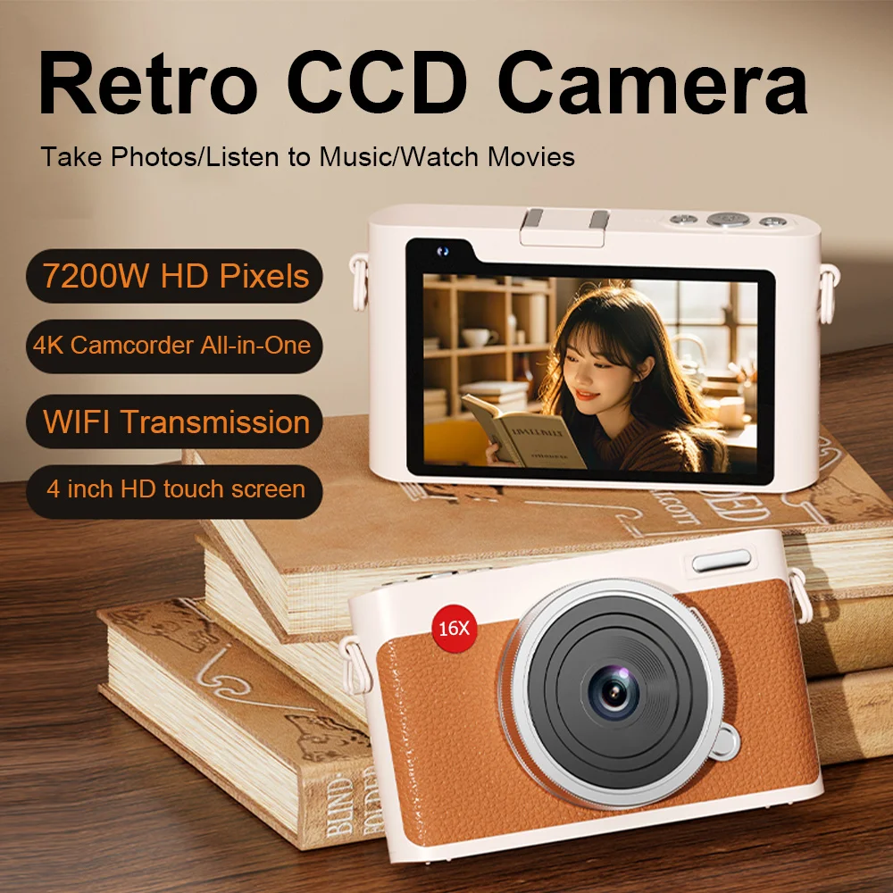 7200 Вт пиксельная 4-дюймовая цифровая камера CCD с сенсорным экраном, передача Wi-Fi, двойная камера 4K HD, ретро-камера с автофокусом и фильтром
7200 Вт пиксельная 4-дюймовая цифровая камера CCD с сенсорным экраном, передача Wi-Fi, двойная камера 4K HD, ретро-камера с автофокусом и фильтром