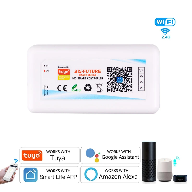 Tuya Smart WiFi LED Strip Light Contoller App Remote Control DC5V-24V RGB/RGBW/RGBCCT Single Color LED Lights for Alexa Google
Tuya Smart WiFi LED Strip Light Contoller App Remote Control DC5V-24V RGB/RGBW/RGBCCT Single Color LED Lights for Alexa Google