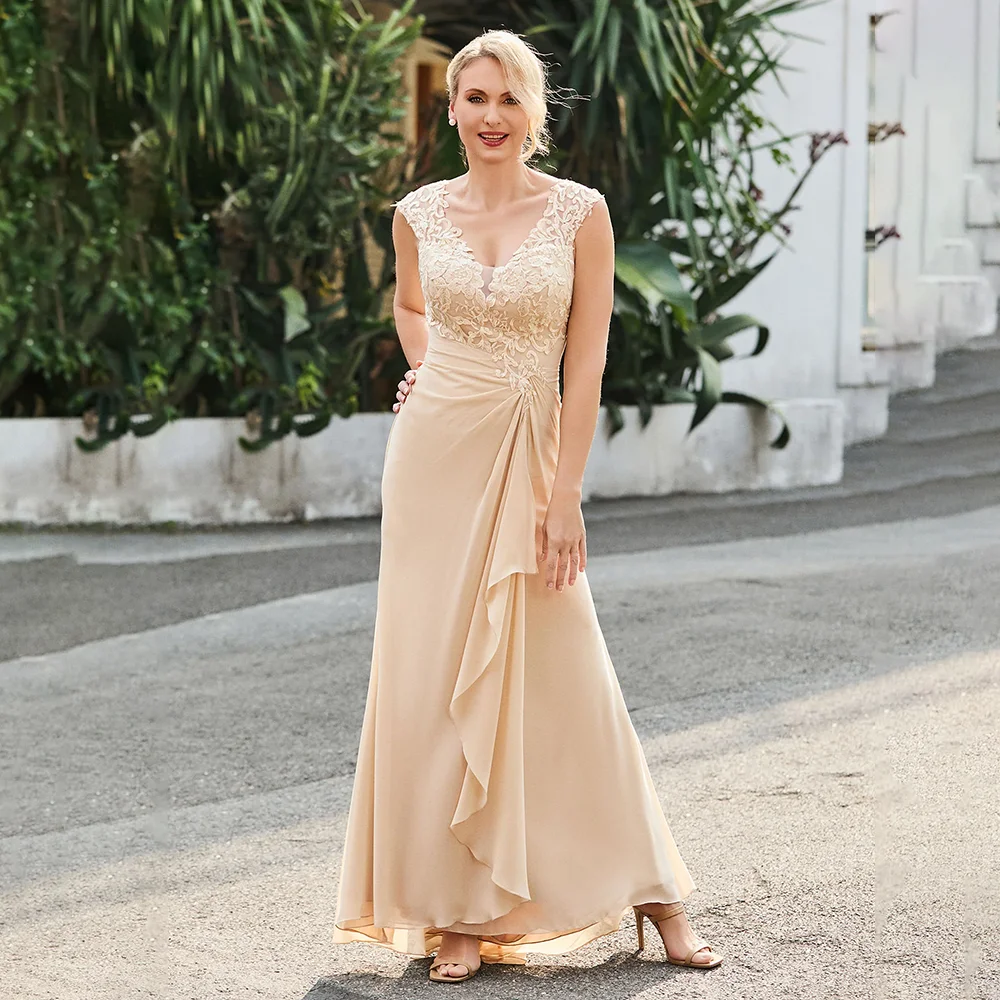 Classic Mother Of The Bride Dresses 2026 V-Neck Cap Sleeve Mermaid Gold Dress For Wedding Customized Wedding Guest Gowns
Classic Mother Of The Bride Dresses 2026 V-Neck Cap Sleeve Mermaid Gold Dress For Wedding Customized Wedding Guest Gowns