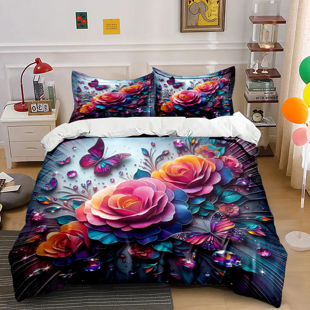 Vibrant roses with dancing butterflies Print Soft Comfortable Duvet Cover Bedding Set Included 1*Duvet Cover 2*Pillowcases
Vibrant roses with dancing butterflies Print Soft Comfortable Duvet Cover Bedding Set Included 1*Duvet Cover 2*Pillowcases