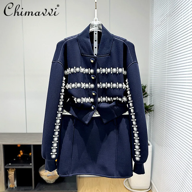 2025 Spring New High-end Heavy Industry Beads Solid Color Long-sleeved Short Jacket with Skirt Sports Fashion Suit For Women
2025 Spring New High-end Heavy Industry Beads Solid Color Long-sleeved Short Jacket with Skirt Sports Fashion Suit For Women