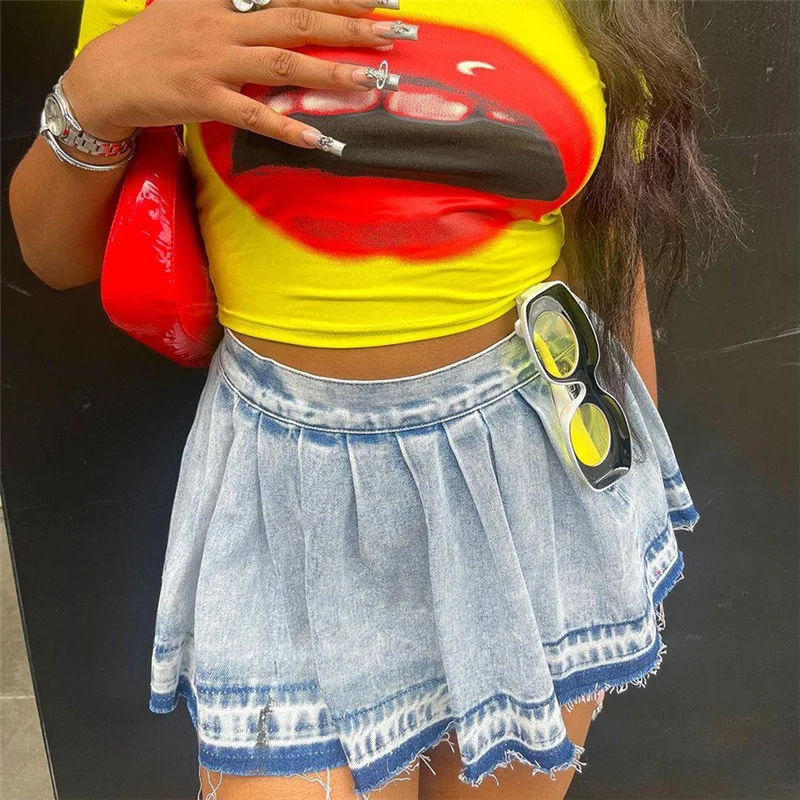 Jean Short Skirts for Women Summer Streetwear Mini Skirts Hot Girls Sexy Pleated Denim Skirts
Jean Short Skirts for Women Summer Streetwear Mini Skirts Hot Girls Sexy Pleated Denim Skirts