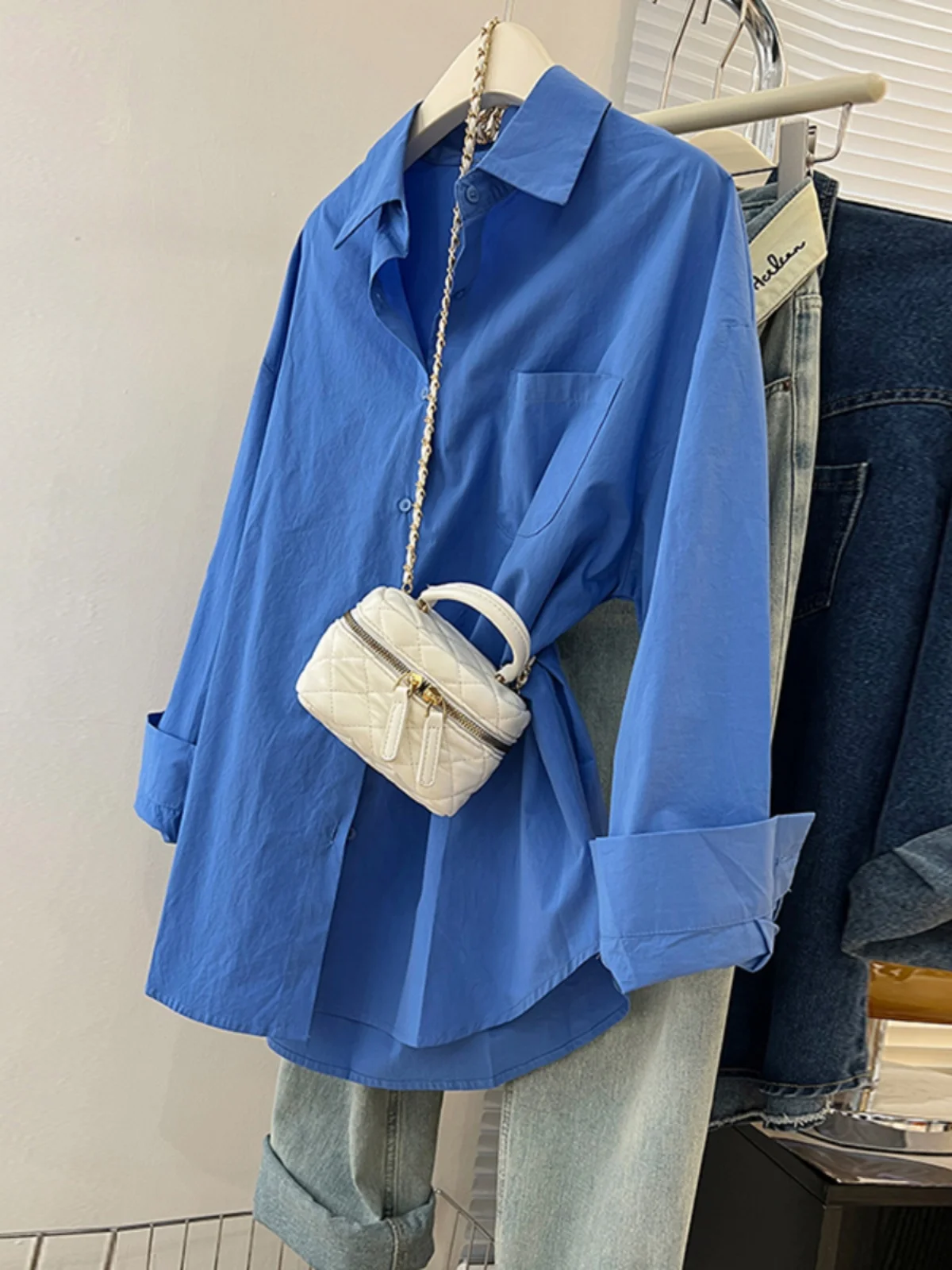 Loose Casual Long Sve Klein Blue Women's irt Spring Autumn Inner Wear Top Layering Outfit Faionable plus Size
Loose Casual Long Sve Klein Blue Women's irt Spring Autumn Inner Wear Top Layering Outfit Faionable plus Size